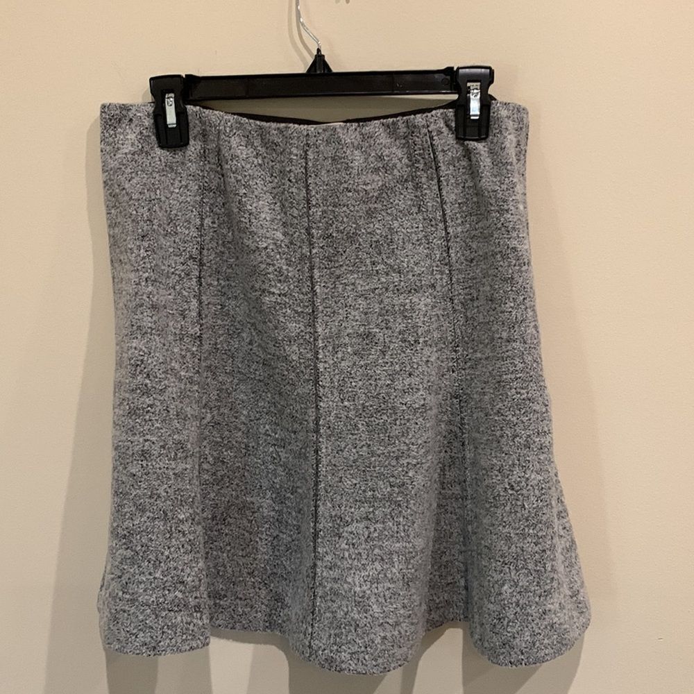 LOFT Womens Gray Sherpa Flare Skirt Size Medium Elastic Waistbanf
